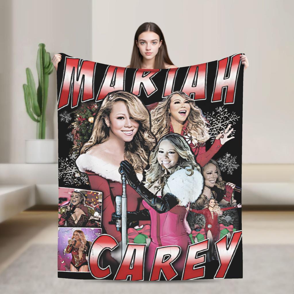 Mariah Carey All I Want For Christmas Is You Plush Blankets Students Flannel Bedding Throws Outdoor Warm Soft Bedspread Gift
