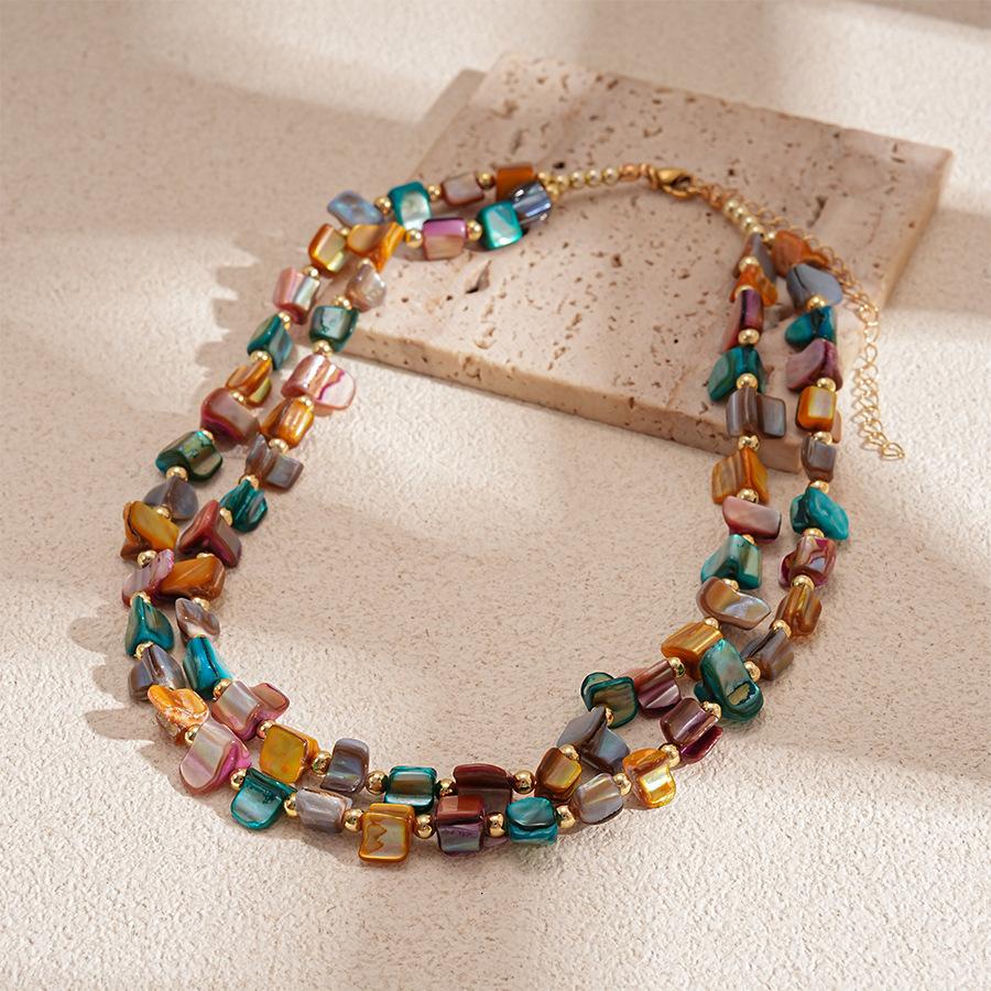 Color Beaded Necklace Sweet Vacation Style Versatile Sweater Chain Fashion Temperament Item Decoration Niche