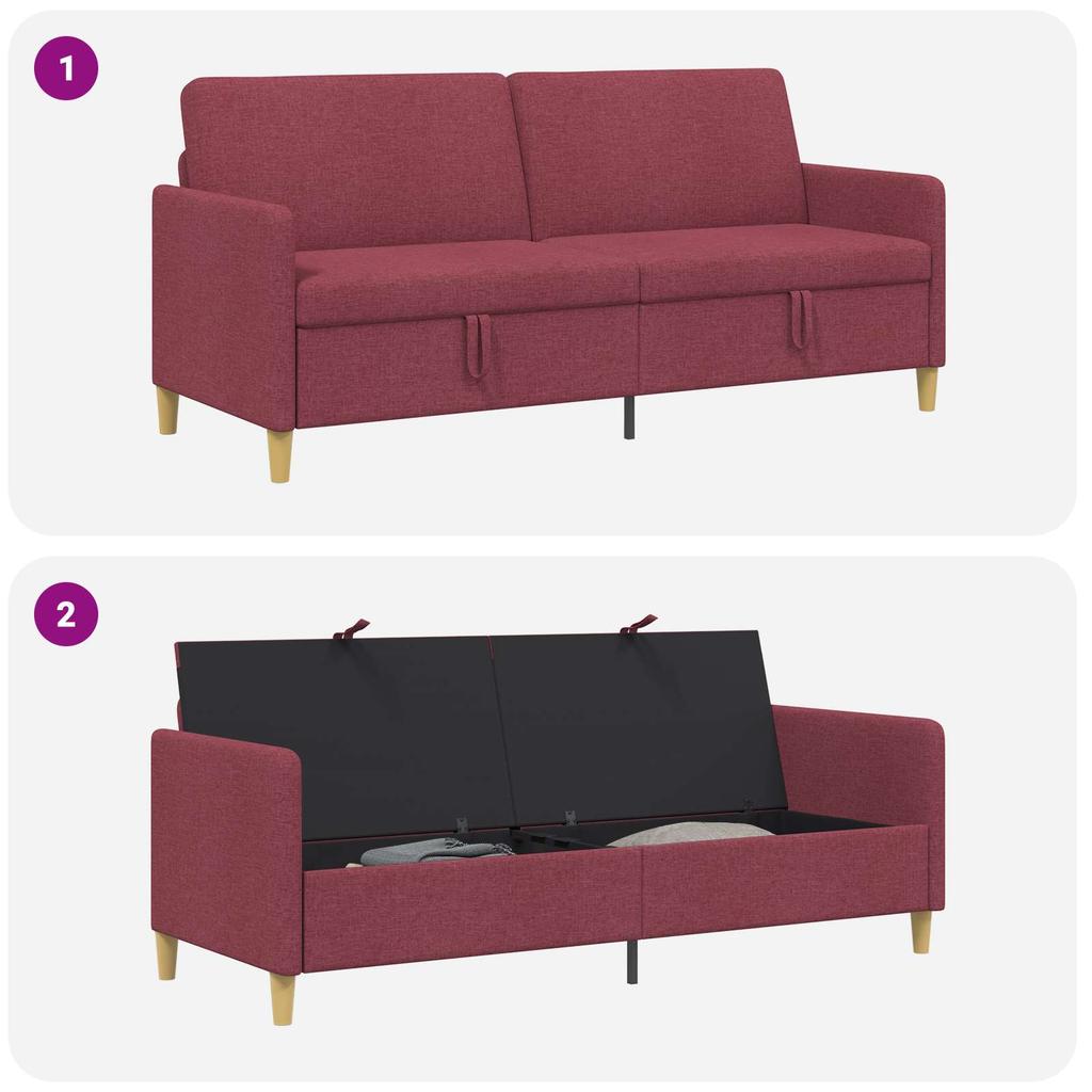 Storage Sofa In Burgundy 192 X 78 X 87 Cm Polyester