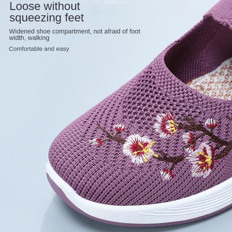 Chaussures de maman été nouvelles chaussures peu profondes brodées chaussures décontractées respirantes pour femmes