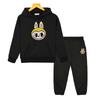 Labubu Kawaii Anime hoodie Fleece sweatshirt pojkar flickor Huvförsedda Set Tecknad Jacka 2st tröja+byxor barn boutique kläder