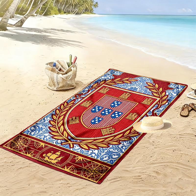 Portuguese Heritage Emblem Beach Towel Beach Beach Towel for Vacation Photos Swim Seaside Absorbent Bath Towel Comfort Fashion