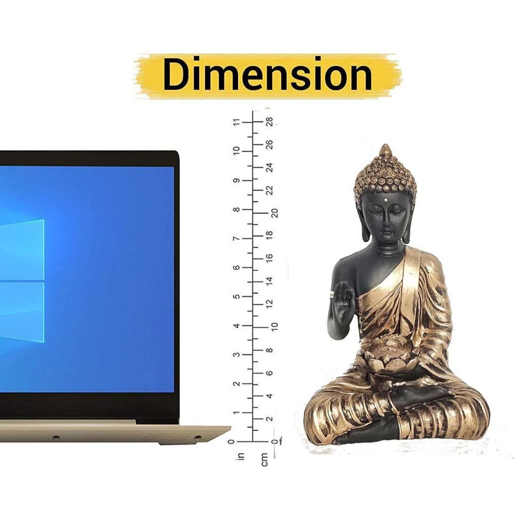 Polystone Home Decor Dekoration Buddha Idol Statue Schaustück für Home Decor 1 Bild (Schwarzbronze), Religiös