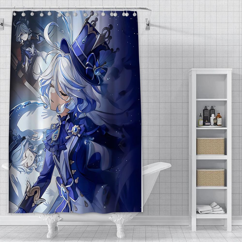 Duschvorhang Wasserdicht Polyesterstoff Farbe Bunt Badezimmer Vorhänge Genshin Impact Zuhause Badezimmer Dekoration Vorhang Mit Haken