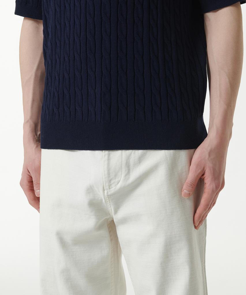 MUSINSA STANDARD Cable Crew Neck Short Sleeve Knit [Navy]