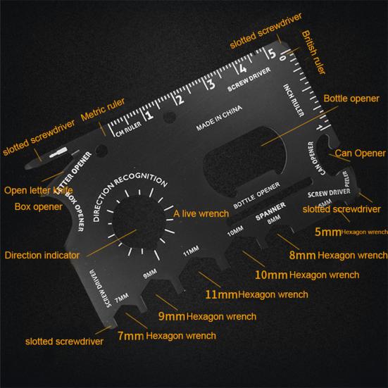 Stainless Steel Wallet Card Size Outdoor Camping Survival Gear Pocket Multi Tool