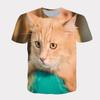 Summer Round Neck 3D Cat Printed Top Fashionable Casual Short Sleeved Men's and Women's Universal T-shirts