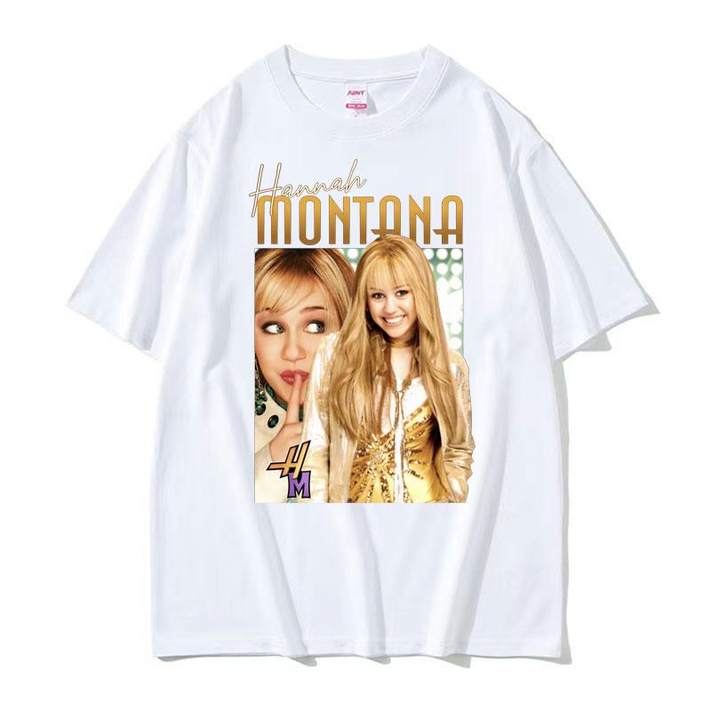 Hannah Montana Retro 90s T Shirt Miley Cyrus Rap Hip Hop Punk Style Tee Shirt Unisex Womens Summer High Quality Tshirt Streetwear