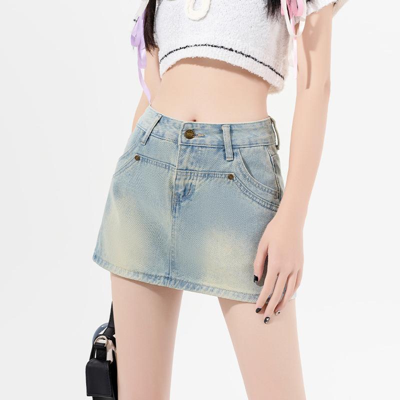 Unique Classique Polyvalent Jeune Mince Jupe Mi-longue Taille Haute Bodycon Courte Jupe Trapèze Pantalon Dames Mode Été Jupe Courte en Jean