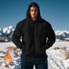 Men's Solid-Colour Hooded Sweatshirt for Autumn and Winter Fleece-Lined for Warmth and Comfort Men's Long-Sleeved Hoodie