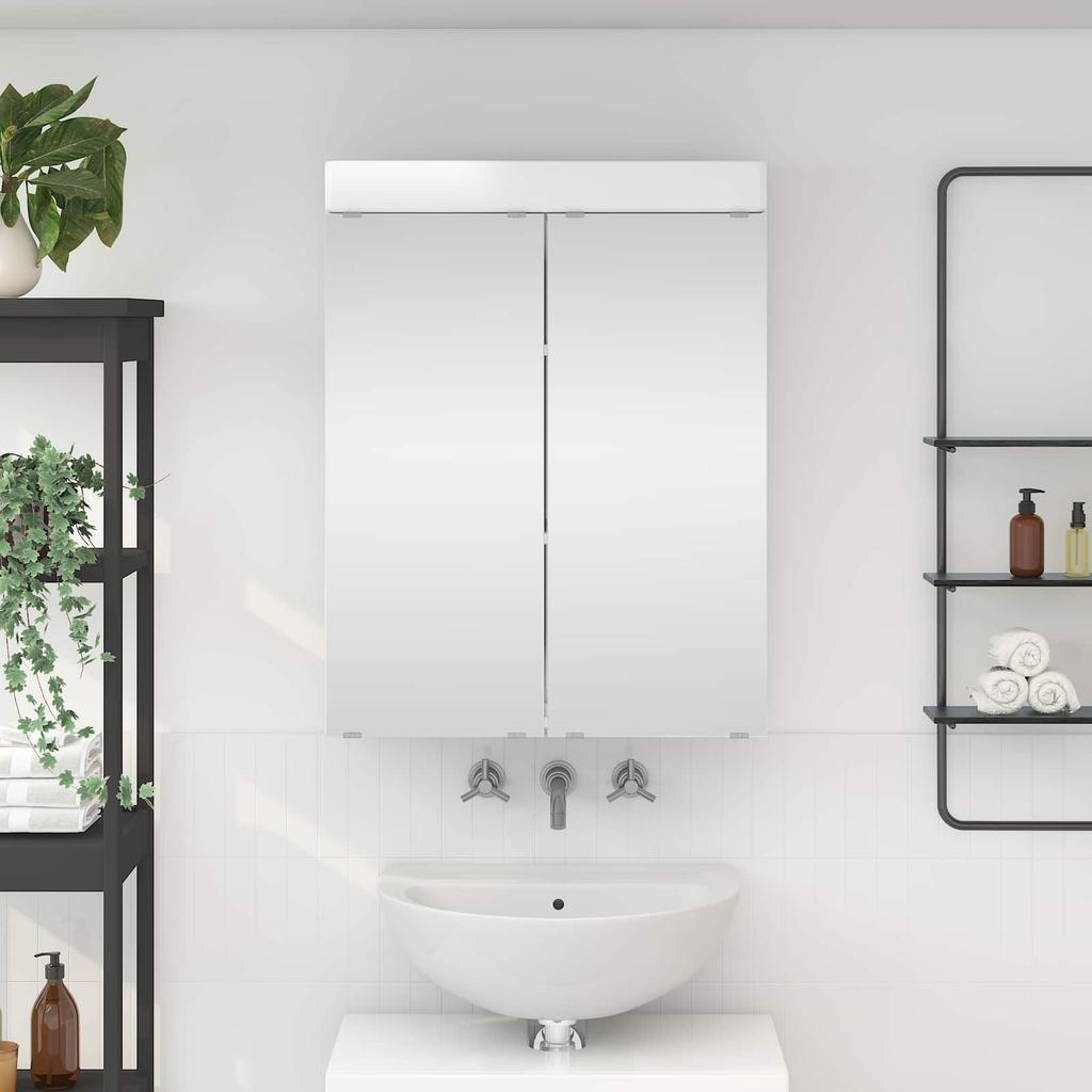 Bathroom Mirror Cabinet TULUM High Gloss White 60 X 16.5 X 78 Cm