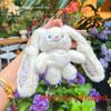 Plush Rabbit Keychain With Floral Pattern For Cute Bag Decor And Gifts