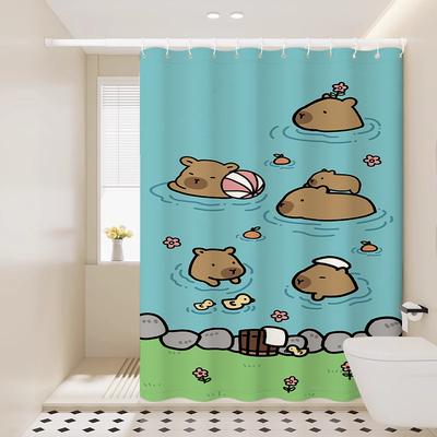 Shower Curtain Cute Bathroom Waterproof And Mildew-Proof Bathroom Partition Curtain Door Curtain Curtain Hanging Curtain