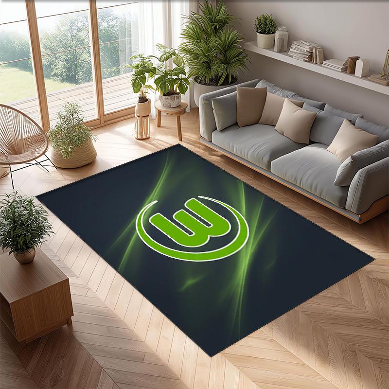 VfL Wolfsburg FC Soccer Football Pattern Soft Area Rug Non Slip Indoor Floor Carpet Sports Decor Mat for Bedroom