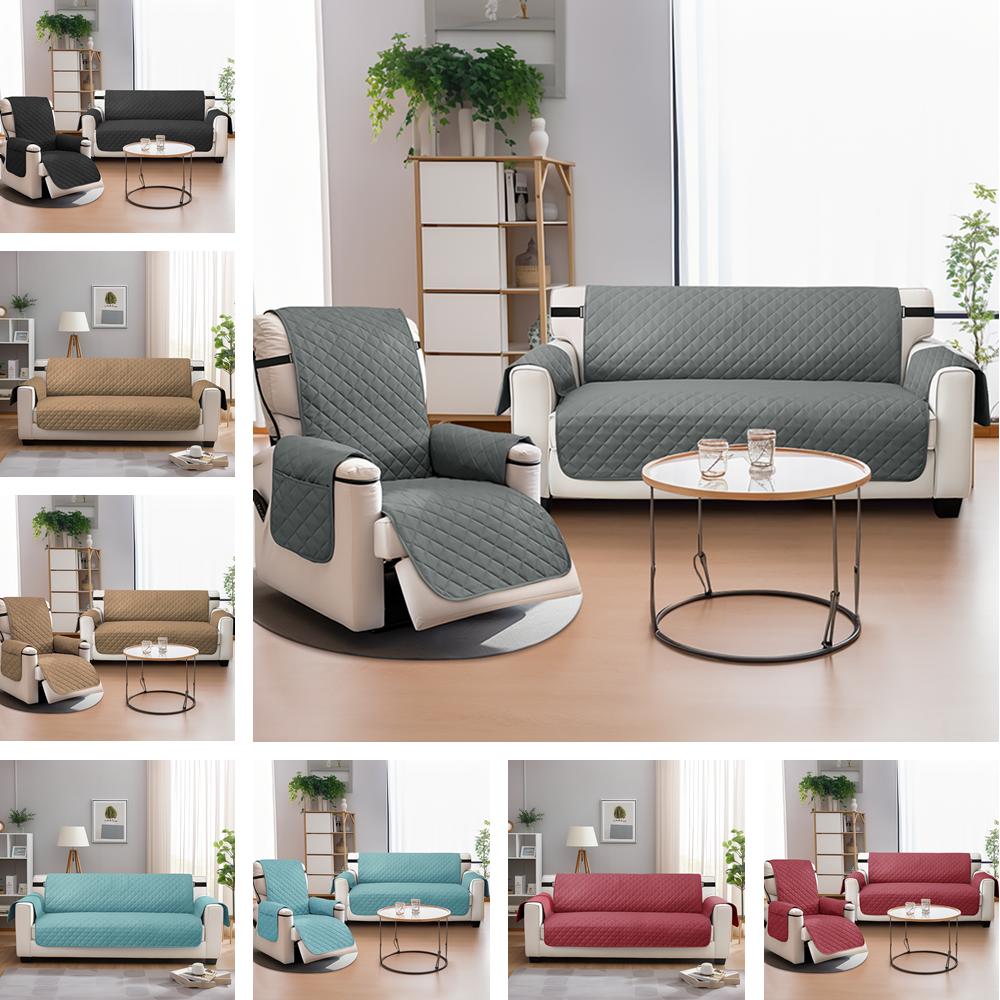 Sofa Covers Water Resistant Couch Cover Reversible Furniture Protector with Non-slip Elastic Straps for Kids Dogs Sofa Slipcover