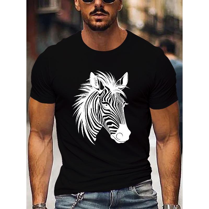European sizes Cartoon Print T-shirt - Men's Comfy Breathable Short Sleeve Tees For Summer Fashionable Stylish T-shirt for Men