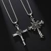 Retro Fashion Rose Cross Titanium Steel Necklace Pendant
