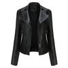 Women PU Leather Jacket Motorcycle Biker Short Coat Motorcycle Racer Lapel Collar Punk Rock Crop Blazer Stylish Rivet Outerwear Fashion Tops Outfit