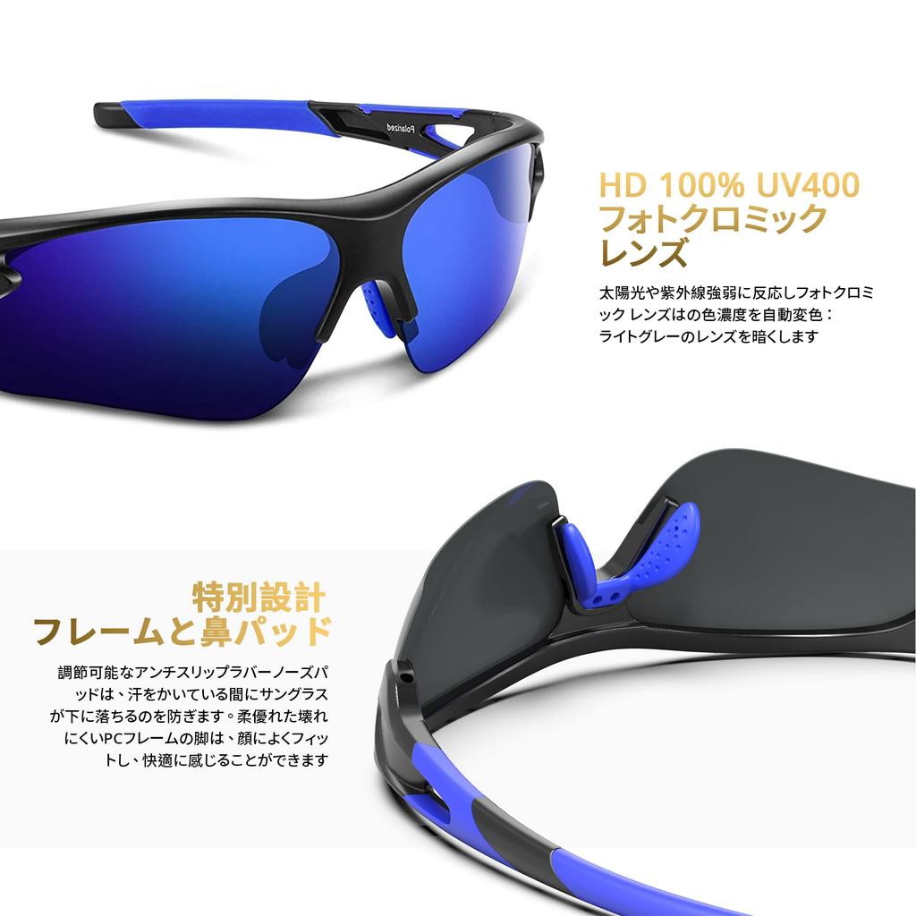 Sports Polarized for TR90 TAC UV Unisex Glossy Blue [BEACOOL] Sunglasses, Lenses, Baseball, Running, Cycling, Hiking, Fishing, Driving, Golf,