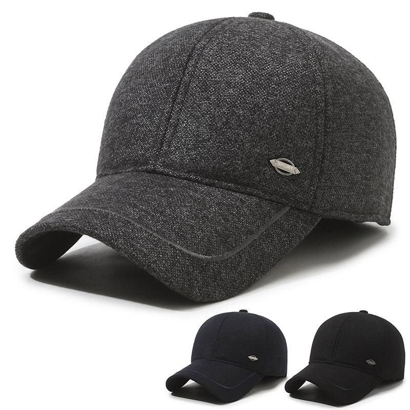 Hat Men'S Baseball Cap Simple Fashion Cap Middle-Aged And Elderly Men'S Outdoor Leisure Warm Ear Hat