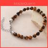 Natural Stone Tiger Eye Ab Hand Chain With Geometric Beads For Men And Women