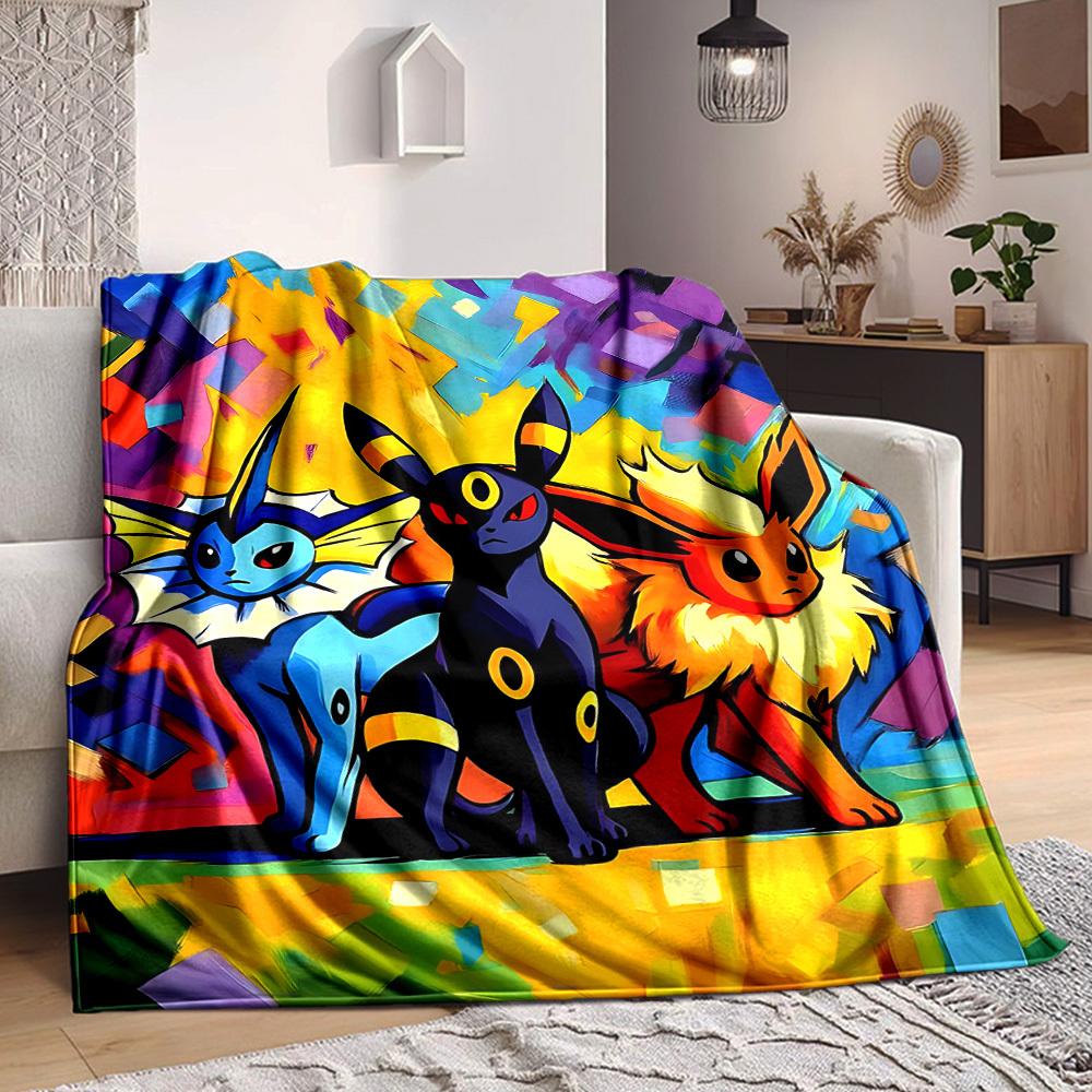 1 vnt. Eevee evoliucijos trio, Pokémon pledas, lengvas flanelės pledas, metamas pledas sofai, lovai, kelionėms, stovyklavimui, svetainei, biurui, sofai
