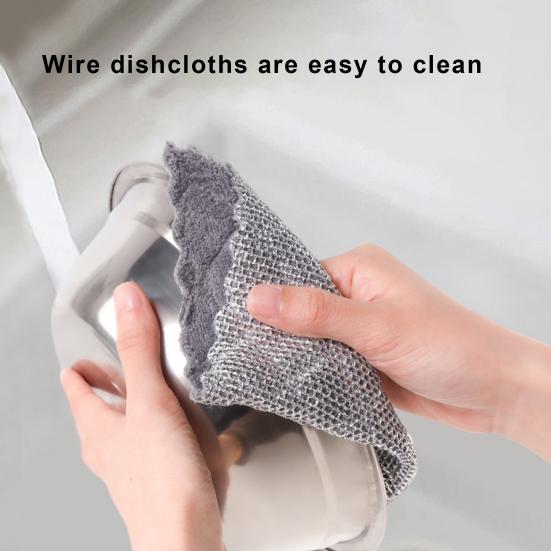 10Pcs Cleaning Cloth Multipurpose Wire Rag Use Reusable Dry Wet Dishwashing Double Sided Cleaning