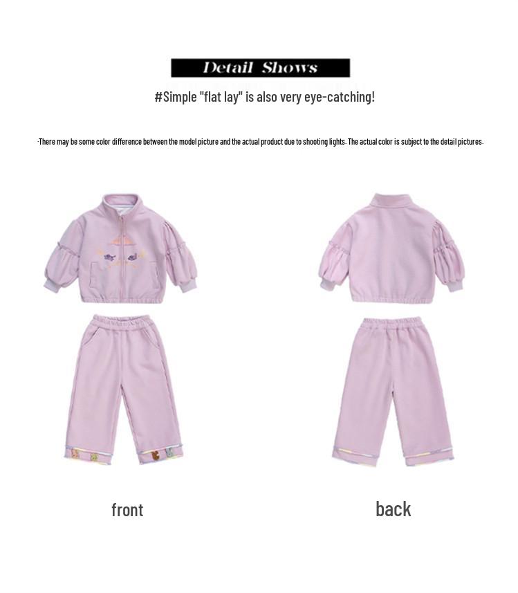 Meng Tang Tang Girls' Spring Hoodie Set: 2026 New Korean Style Two-Piece Outfit