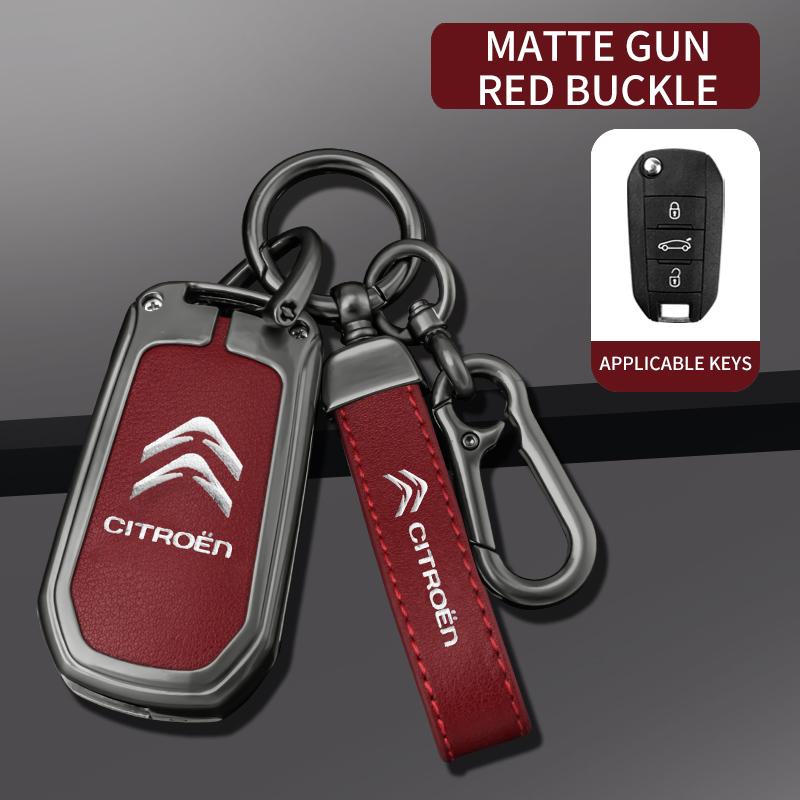 Legierung Leder Auto Fernbedienung Schlüsselhülle Abdeckung Schlüsselschutz Anhänger für Citroen C1 C2 C4 C6 C3-XR Picasso Grand DS3 DS5 Auto Zubehör MC5