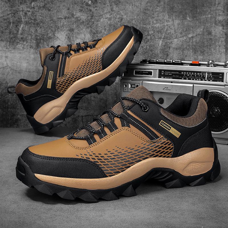 Outdoor Men Casual Shoes New Designer Men's Trekking Sneaker Leather Lace Up Trainers Non-slip Men Hiking Shoes Zapatos Hombre
