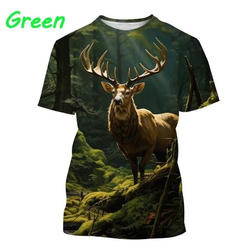 Summer Tops Men Women Elk Moose Deer Hunting Camouflage 3D All Over Printed Oversized Short Sleeve T Shirt Cool Clothing Tops