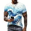 Blumenmuster Modisches 3D Digitaldruck Herren T-Shirt Outdoor Kurzarm Rundhalsausschnitt Oberteil T-Shirts Pullover Streetwear Sport