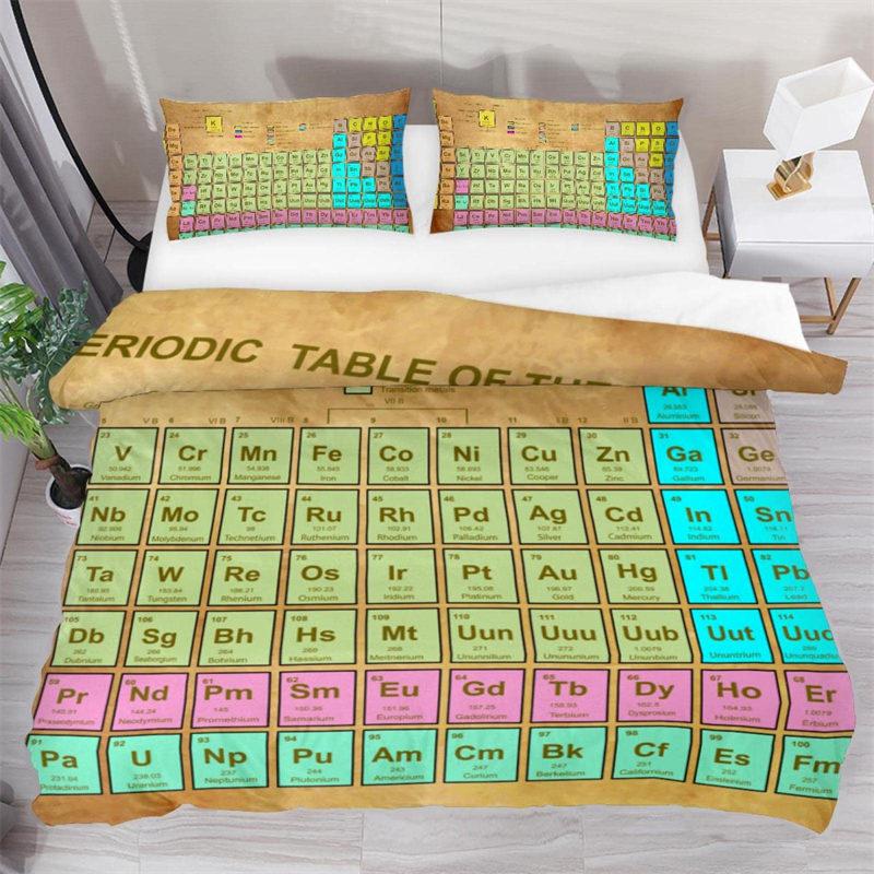 Periodic Table of Elements Soft Duvet Cover Science Beding Set Microfiber Chemistry Lovers Learning Image For Children Kids Tens Adult People Decor