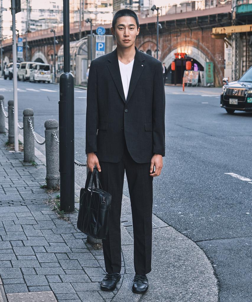 Stco [Summer] Two-Tone Textured Setup Jacket_Charcoal Gray (Relaxed Fit)_Sejxb01Nsc