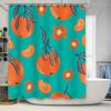 Modern Pattern Shower Curtains with Orange Flower Print Home Decor Water Repellent Bathroom Liners for Bathtub Green White Col