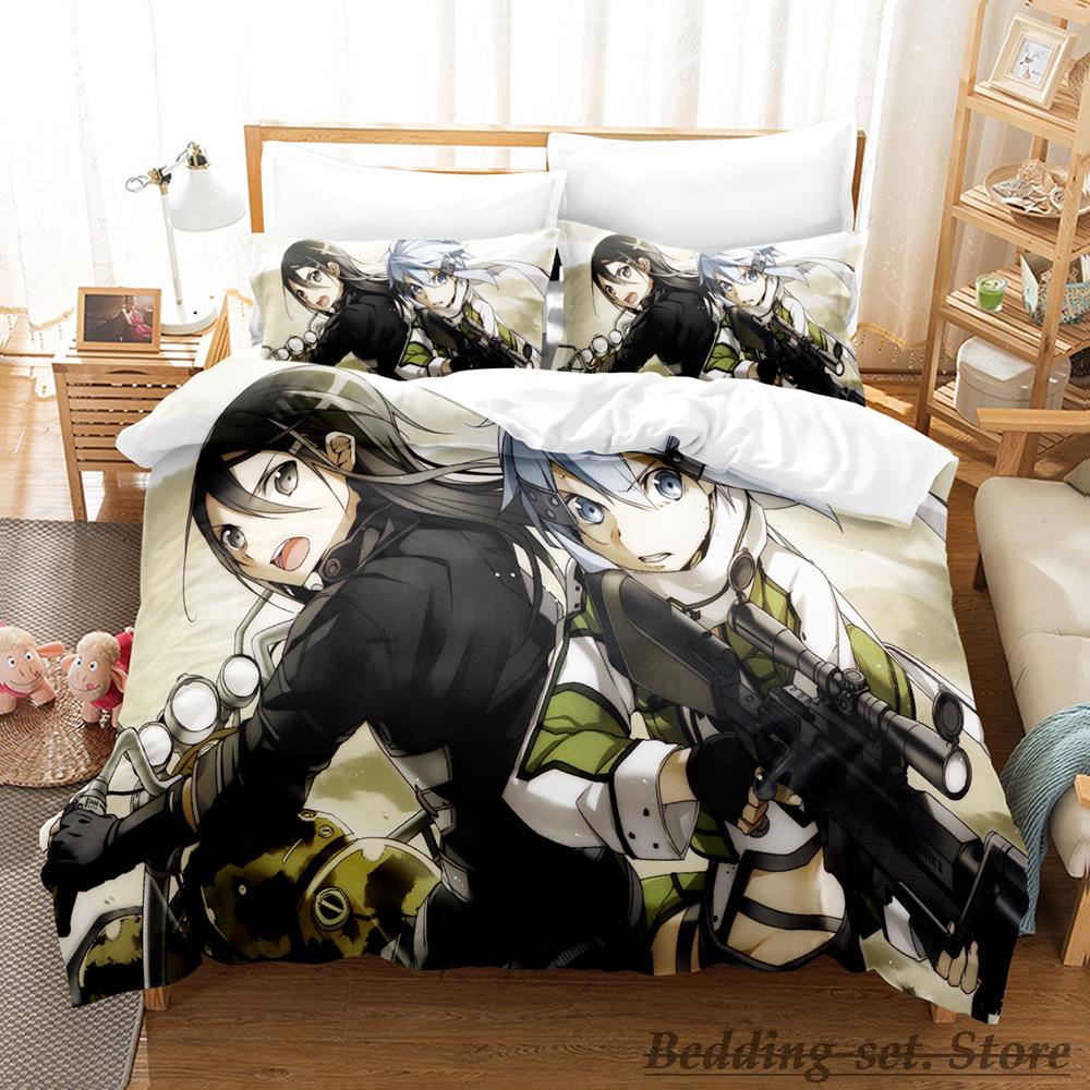 2023 Sword Art Online II Bedding Set Single Twin Full Queen King Size Bed Set Adult Kid Bedroom Duvetcover Sets Anime Bed