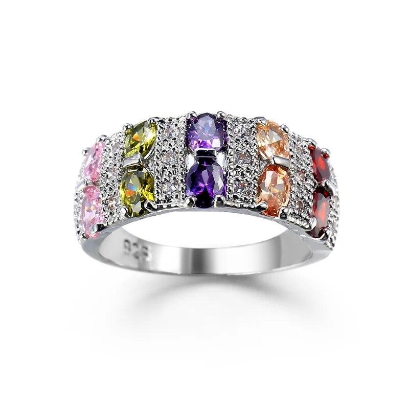 Exquise Dames Geometrie Ronde Steen Ring 925 Sterling Plataful AAA Zirkoon Sieraden Ontwerp Trouwringen voor Vrouwen Bague