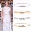 Shiny Rhinestone Buckle Waist Chains for Women Elastic Slim Body Metal Thin Belts Gold Sliver Dress Skirt Decorative Waistband Straps