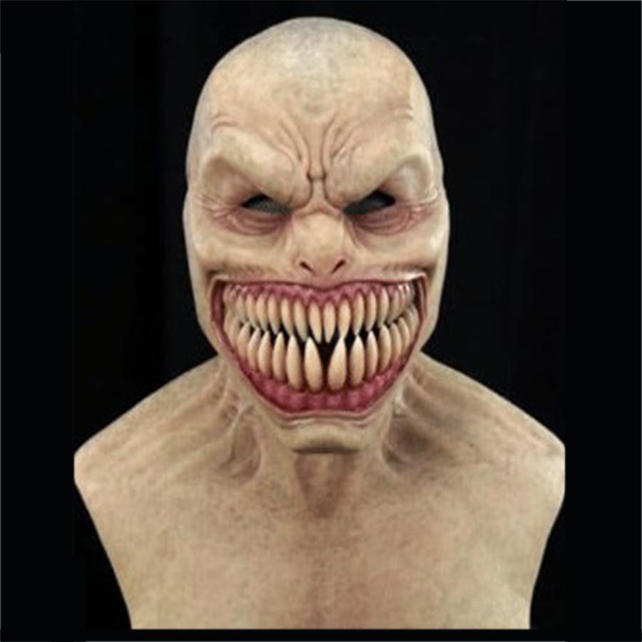 Gruselige Latex-Kopfbedeckung, Vollkopfmaske, Clown-Gesichtsbedeckung, Stalker-Teufel-Horror-Requisiten