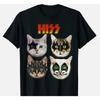 HISS KISS חולצת טי עם הדפס חתול, חולצת כותנה קז'ואלית, טופים רכים למעריצי מוזיקת רוק, חובבי חתולים, חולצת טי הומוריסטית לחובבי חיות מחמד