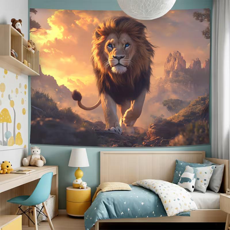 2D Savanna King Lion Backdrop Photography Background Banner