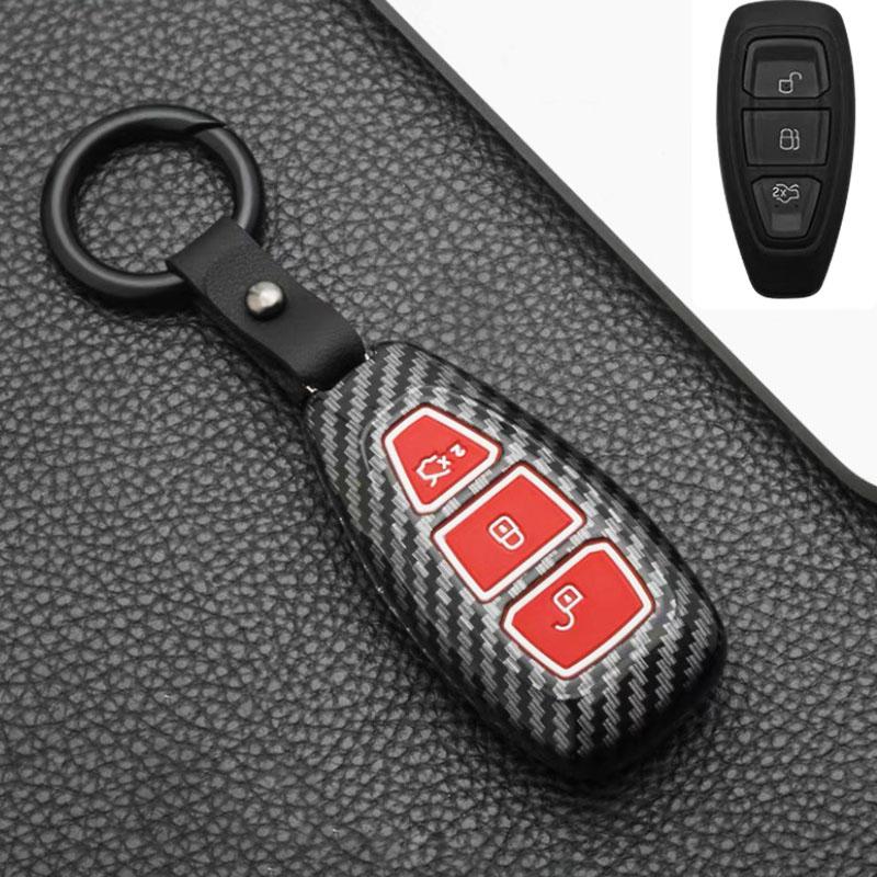 Custodia in fibra di carbonio per chiave auto intelligente per Ford Focus MK3 MK4 Kuga Escape Ecosport Nuova Fiesta con portachiavi