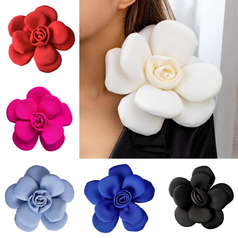 Broche de Insignia de Vestido Formal Exquisito con Corsage de Flor Grande 3D Broche de Camelia de 22 cm Accesorio de Ropa