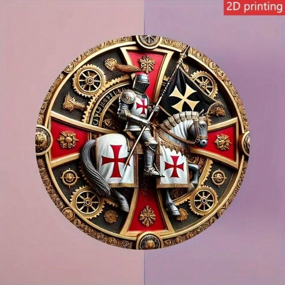 Metal Wall Art Templar Knight Decor Armored Knight Cross Design Metallic Finish