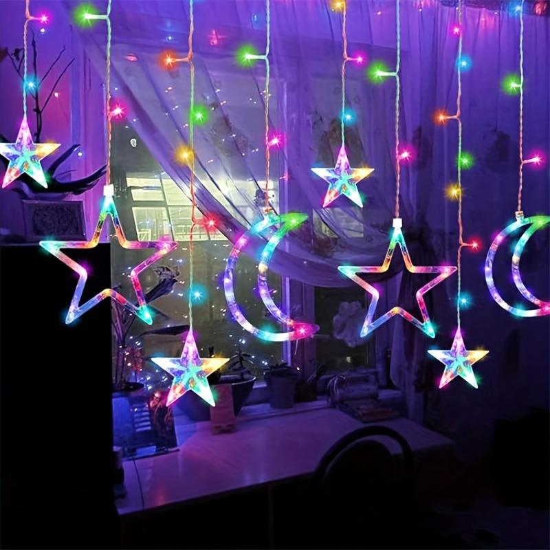 LED Sternenmond Lichterkette, romantische Atmosphäre, Feen-Vorhanglichter, geeignet für Schlafzimmer Wanddekoration, Zimmerfenster, Party- und Feiertagsdekoration