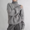 European-Style High-Neck Sweater: Women's Loose Knit Coffee Pullover, Versatile Autumn/Winter Base Layer