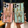 Luxury Diamond Butterfly Stand Holder Shell Pattern Square Type TPU Mobile Phone Cover Case for Samsung Galaxy S21 S22 S23 S24