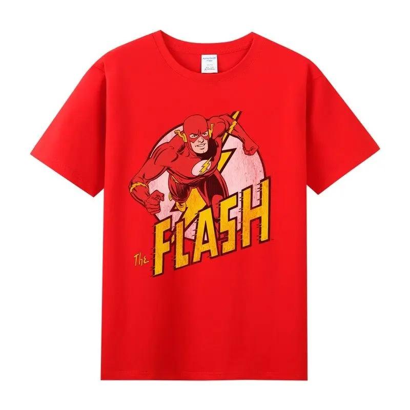 Chemise Imprimée en Coton à Manches Courtes, Chemise à Manches Courtes Anime DC Flash, Vêtements d'Intérieur de Film et d'Anime, Tenue de Sport pour Garçons