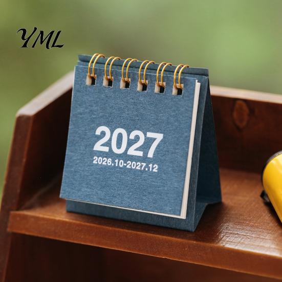 Compact Table Calendar for Home Mini Desk 2026-2027, Oct 2026 to Dec 2027 Standing Flip Small Portable Desktop Ornament Calendar, 14 Monthly