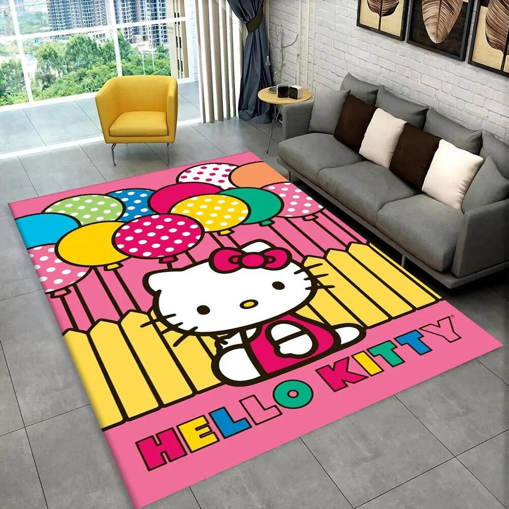 Sanrio Cartoon Mädchen Teppich Neuer Hello Kitty Katze Teppich für Schlafzimmer Wohnzimmer Zuhause Sofa Dekor Kinder Krabbelmatte